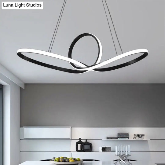 Sleek Acrylic Twist Pendant Ceiling Light With Simplicity Led For Dining Room Black / 23.5 Warm