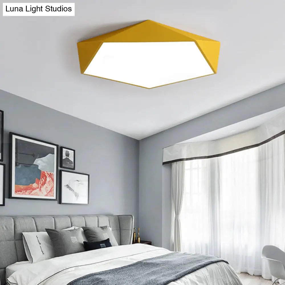 Sleek Acrylic Pentagon Led Flush Mount Ceiling Light With Nordic Design For Bathrooms Yellow / 12