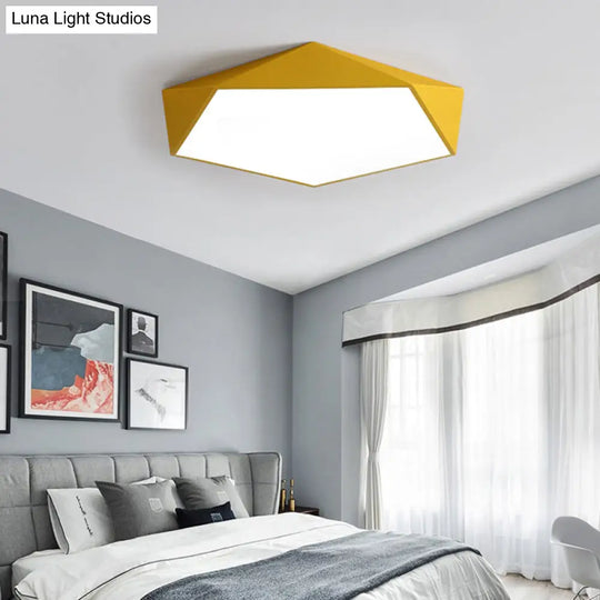 Sleek Acrylic Pentagon Led Flush Mount Ceiling Light With Nordic Design For Bathrooms Yellow / 12
