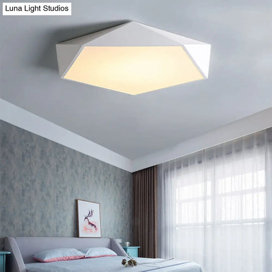 Sleek Acrylic Pentagon Led Flush Mount Ceiling Light With Nordic Design For Bathrooms White / 12