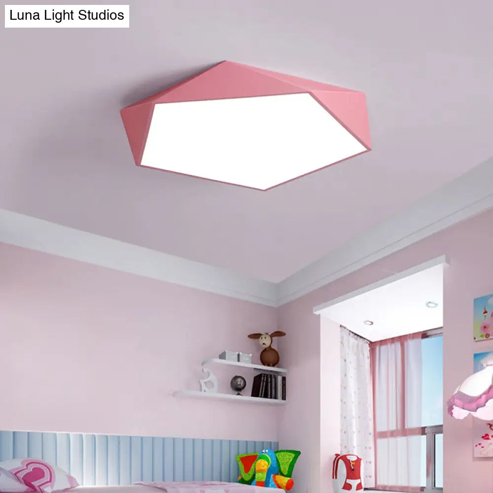 Sleek Acrylic Pentagon Led Flush Mount Ceiling Light With Nordic Design For Bathrooms Pink / 12