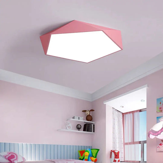 Sleek Acrylic Pentagon Led Flush Mount Ceiling Light With Nordic Design For Bathrooms Pink / 12’