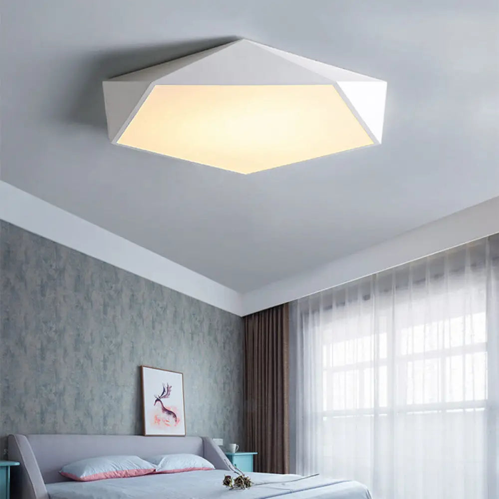 Sleek Acrylic Pentagon Led Flush Mount Ceiling Light With Nordic Design For Bathrooms White / 12’
