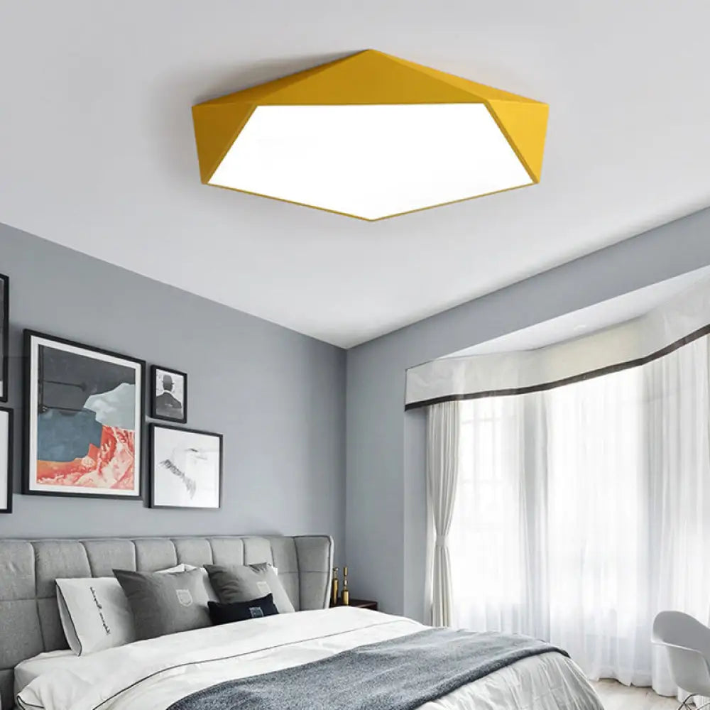 Sleek Acrylic Pentagon Led Flush Mount Ceiling Light With Nordic Design For Bathrooms Yellow /