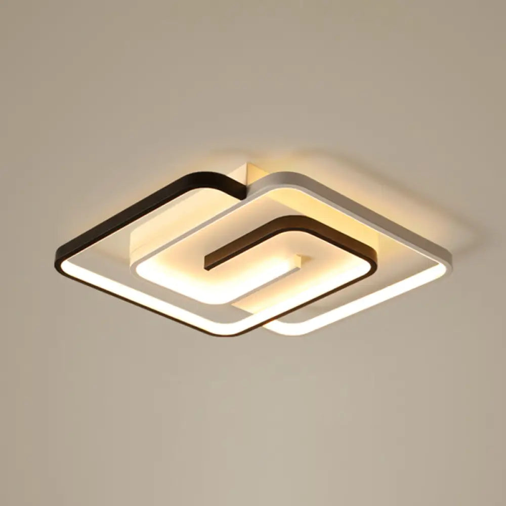 Sleek Acrylic Rectangle Led Flushmount Ceiling Light Fixture - Simplicity Black & White Black -