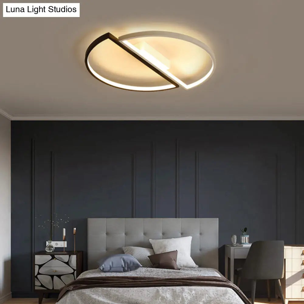 Sleek Acrylic Round Led Flush Mount Ceiling Light In Monochrome Black And White