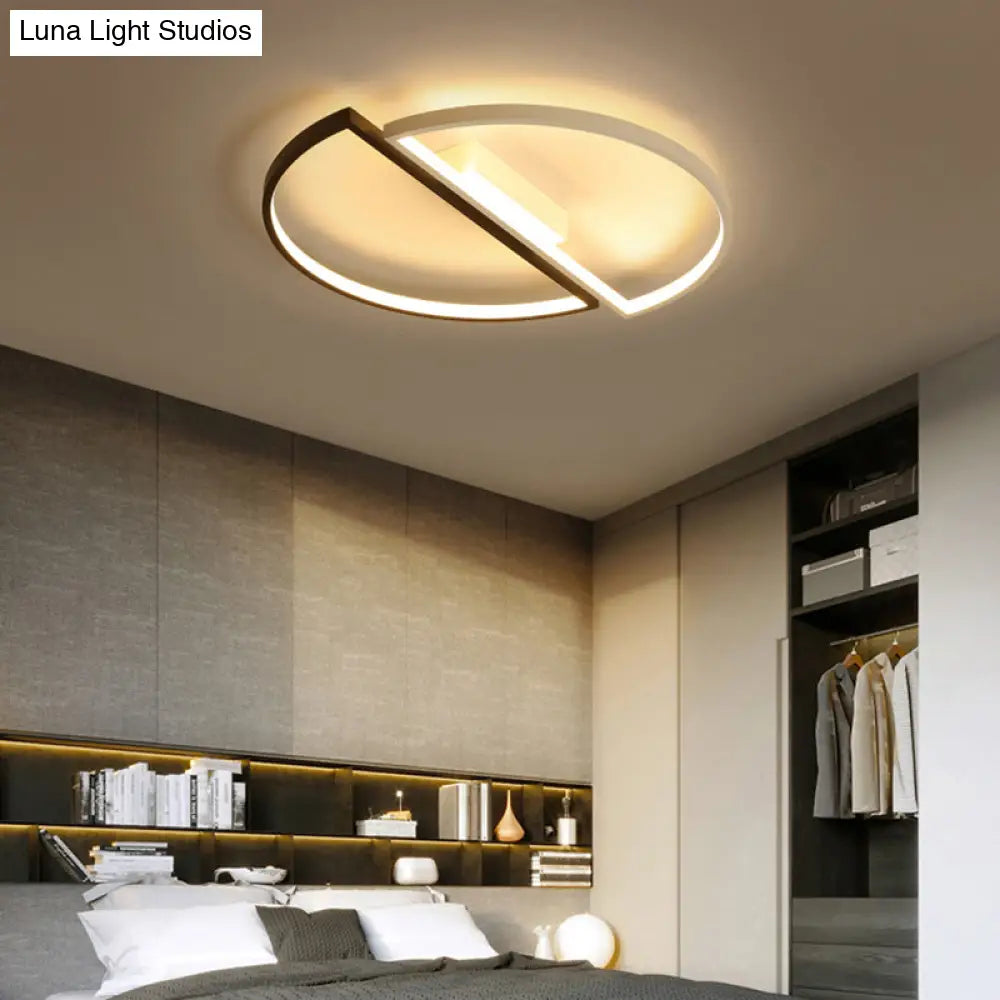 Sleek Acrylic Round Led Flush Mount Ceiling Light In Monochrome Black And White