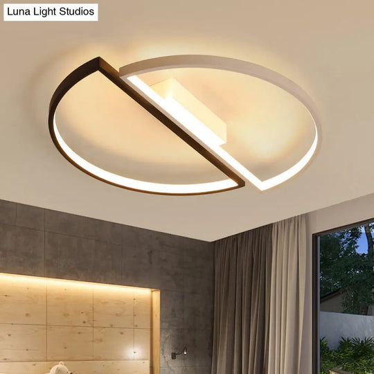 Sleek Acrylic Round Led Flush Mount Ceiling Light In Monochrome Black And White