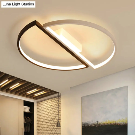 Sleek Acrylic Round Led Flush Mount Ceiling Light In Monochrome Black And White Black-White / 18