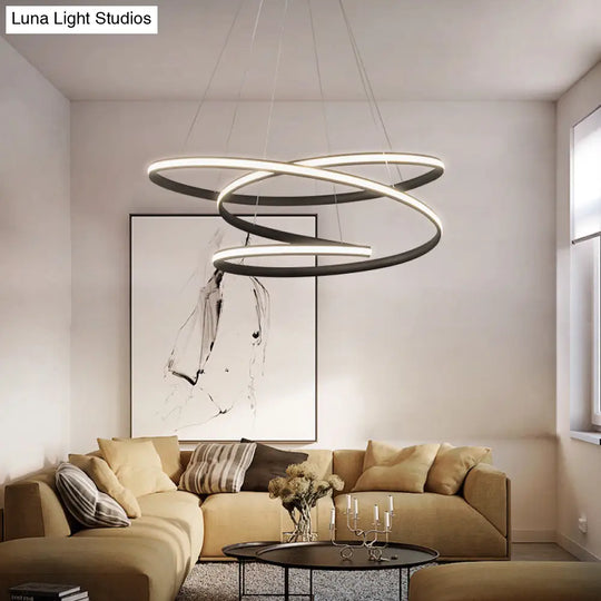 Sleek Acrylic Spiral Chandelier Light - 16/23.5/39 Wide Led Coffee Pendant Fixture For Living Room