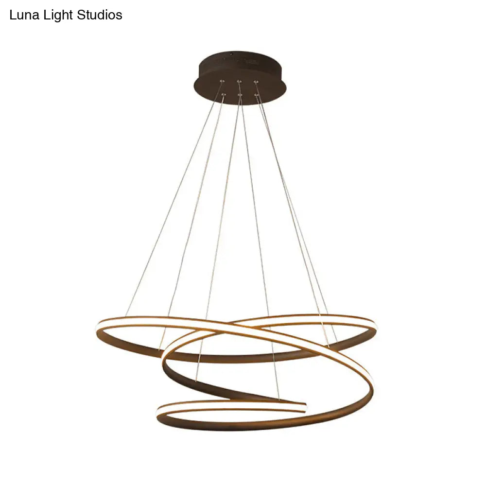 Sleek Acrylic Spiral Chandelier Light - 16/23.5/39 Wide Led Coffee Pendant Fixture For Living Room