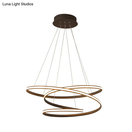 Sleek Acrylic Spiral Chandelier Light - 16/23.5/39 Wide Led Coffee Pendant Fixture For Living Room