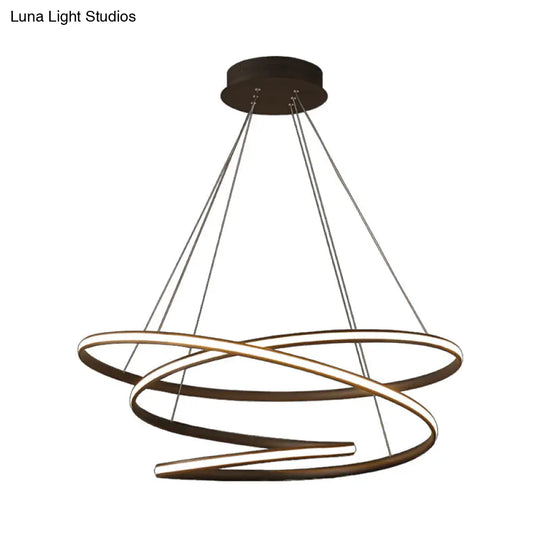 Sleek Acrylic Spiral Chandelier Light - 16/23.5/39 Wide Led Coffee Pendant Fixture For Living Room