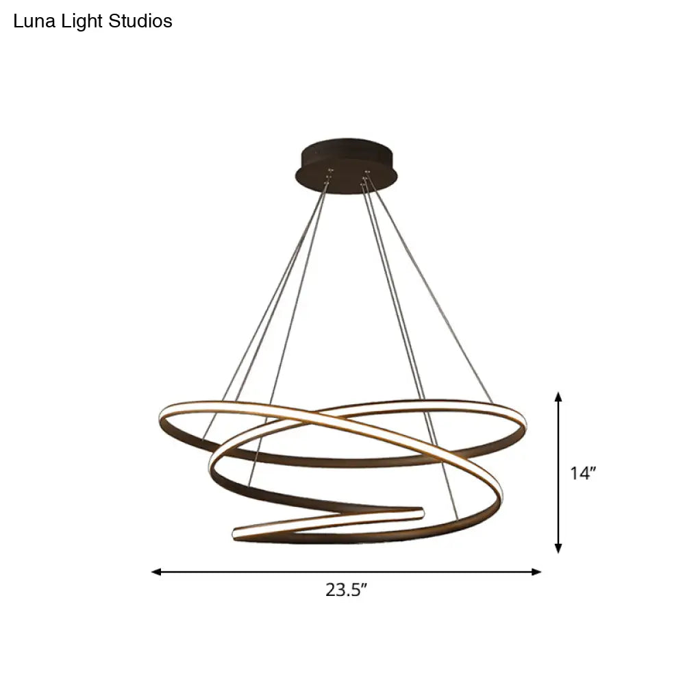 Sleek Acrylic Spiral Chandelier Light - 16/23.5/39 Wide Led Coffee Pendant Fixture For Living Room