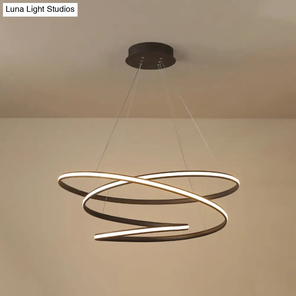 Sleek Acrylic Spiral Chandelier Light - 16/23.5/39 Wide Led Coffee Pendant Fixture For Living Room