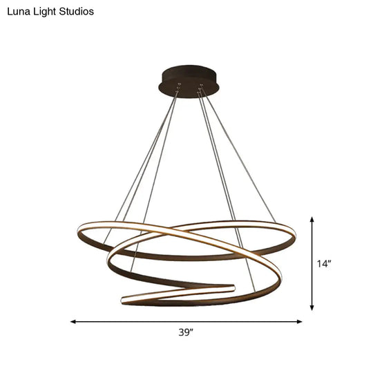 Sleek Acrylic Spiral Chandelier Light - 16/23.5/39 Wide Led Coffee Pendant Fixture For Living Room