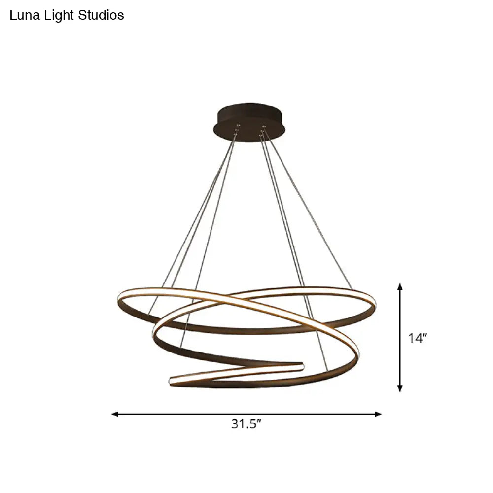 Sleek Acrylic Spiral Chandelier Light - 16/23.5/39 Wide Led Coffee Pendant Fixture For Living Room