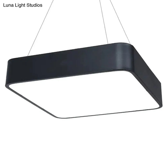 Sleek Led Pendant Light For Dining Rooms - Square Acrylic Fixture Black / Small