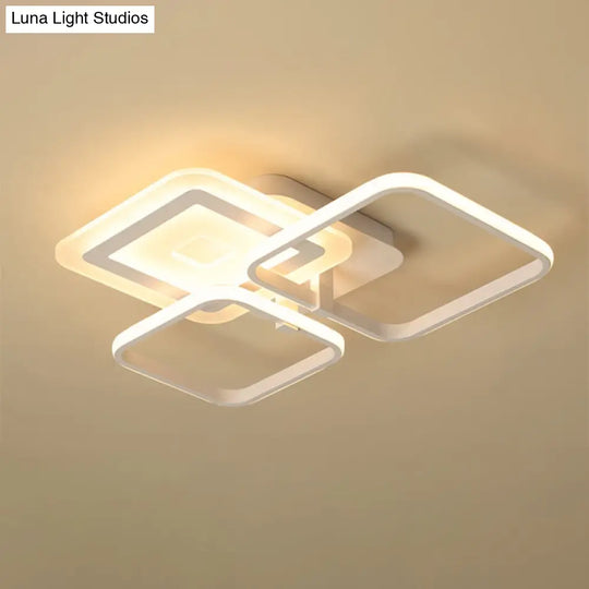 Sleek Acrylic Square Semi Flush Led Ceiling Light Fixture In Warm White