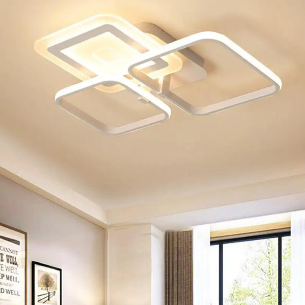 Sleek Acrylic Square Semi Flush Led Ceiling Light Fixture In Warm White /