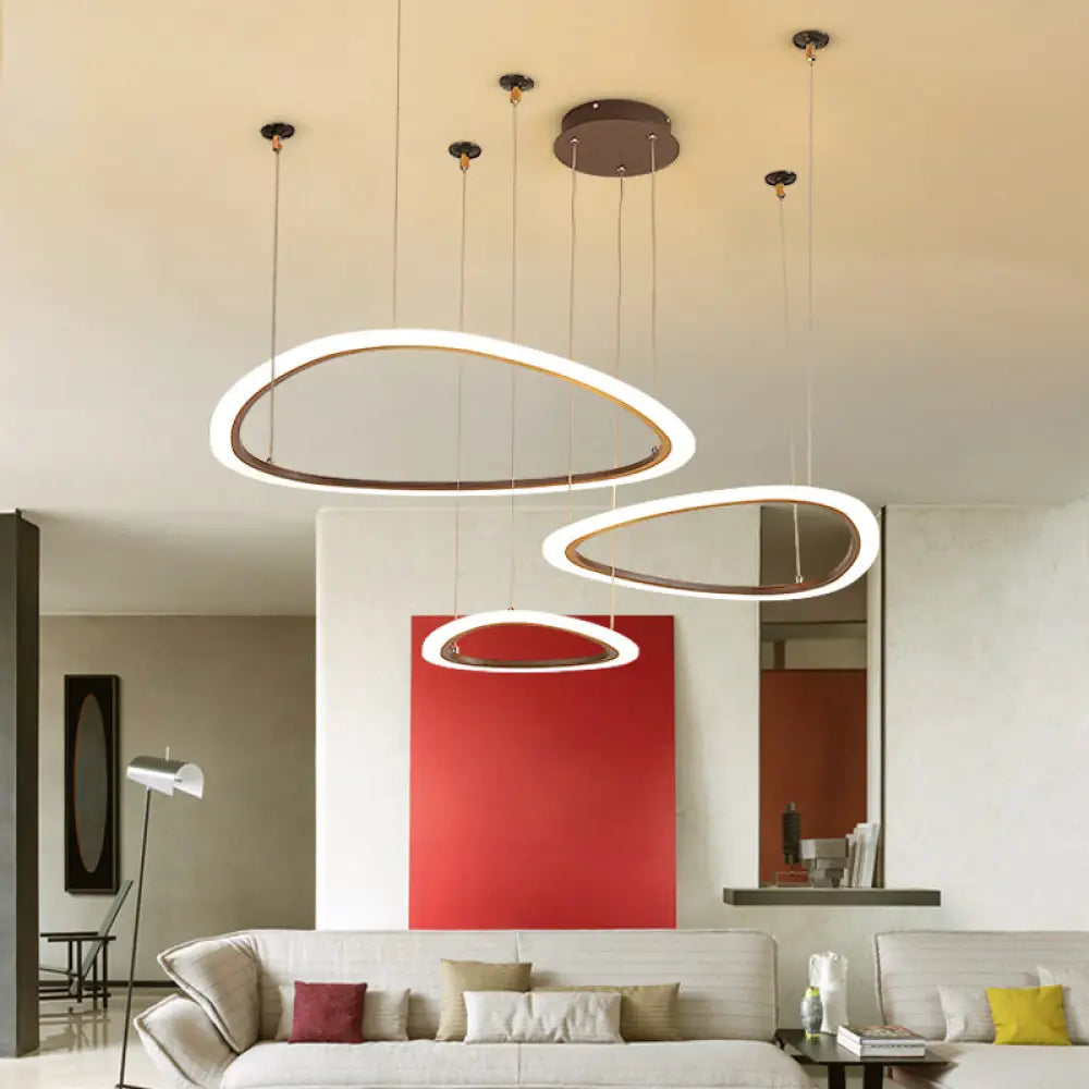 Sleek Acrylic Tiered Ceiling Chandelier - 3/4 Heads Elegant Brown Pendant Light Fixture In