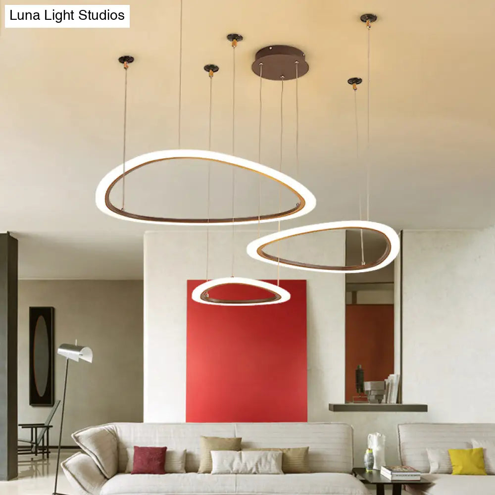 Sleek Acrylic Tiered Ceiling Chandelier With 3/4 Brown Pendant Heads In A Choice Of White Warm Or