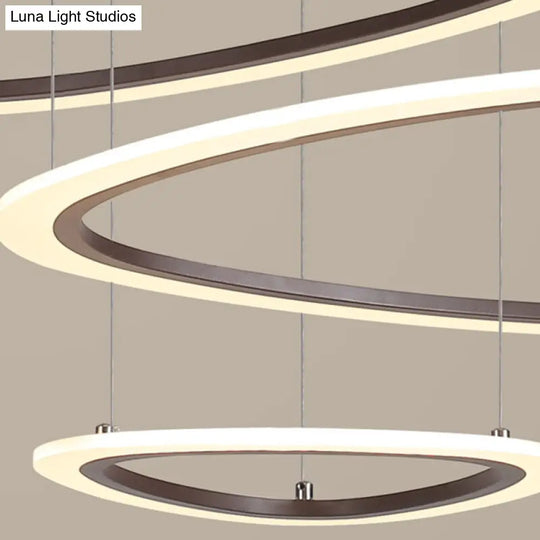 Sleek Acrylic Tiered Ceiling Chandelier With 3/4 Brown Pendant Heads In A Choice Of White Warm Or