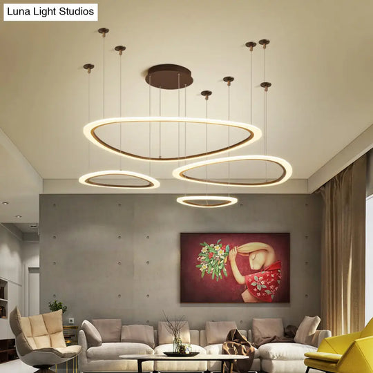 Sleek Acrylic Tiered Ceiling Chandelier - 3/4 Heads Elegant Brown Pendant Light Fixture In