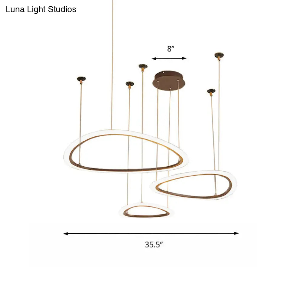 Sleek Acrylic Tiered Ceiling Chandelier With 3/4 Brown Pendant Heads In A Choice Of White Warm Or