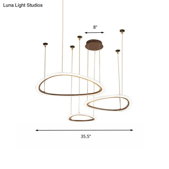 Sleek Acrylic Tiered Ceiling Chandelier With 3/4 Brown Pendant Heads In A Choice Of White Warm Or