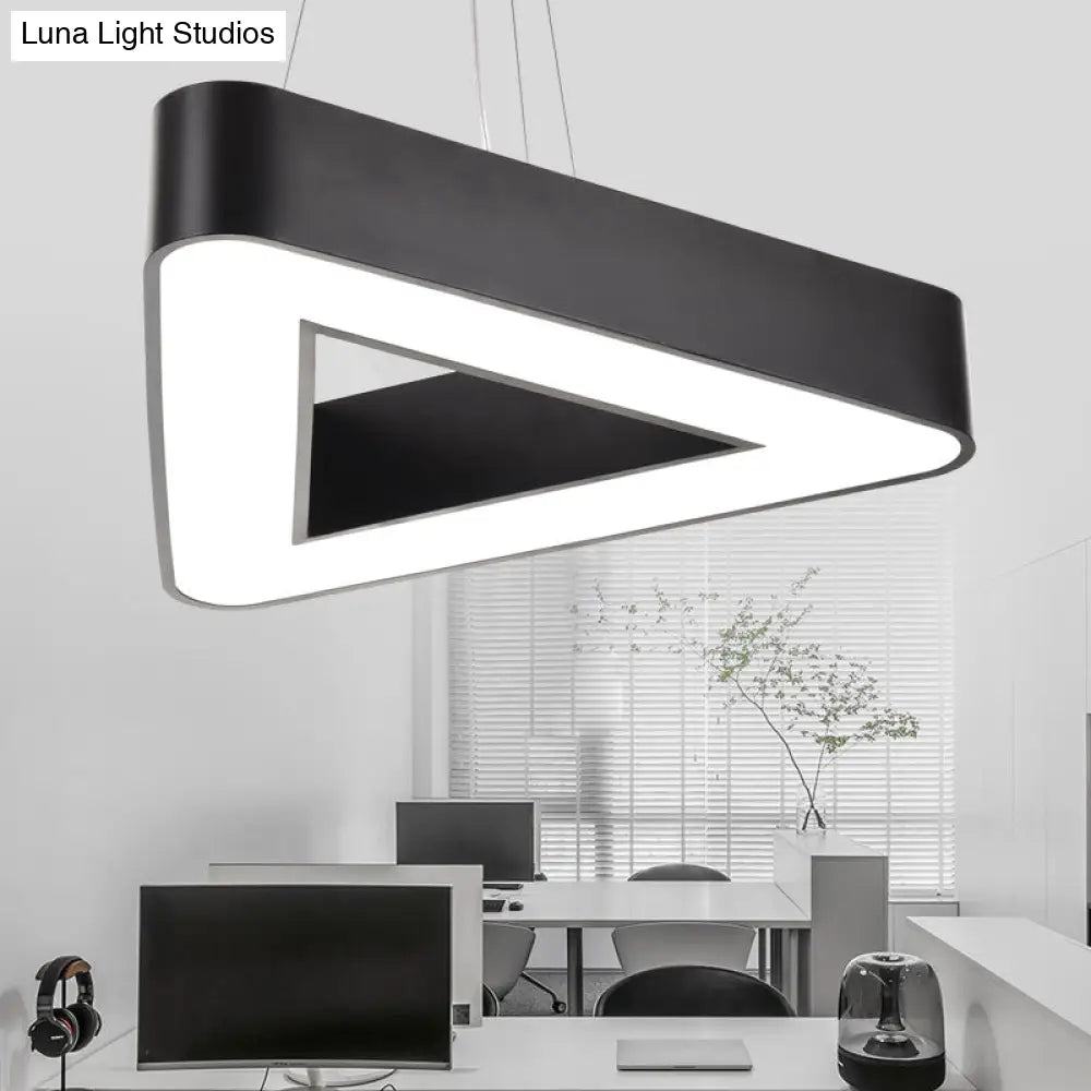 Sleek Acrylic Led Triangle Chandelier For Office - Modern Ceiling Suspension Lamp Black / 18 White