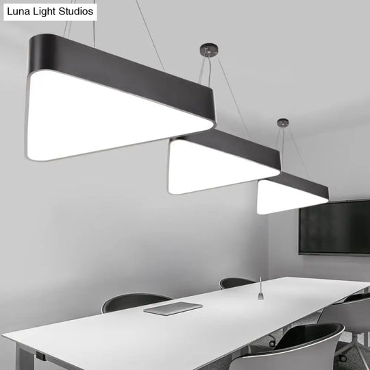 Sleek Acrylic Led Triangle Chandelier For Office - Modern Ceiling Suspension Lamp White / 18