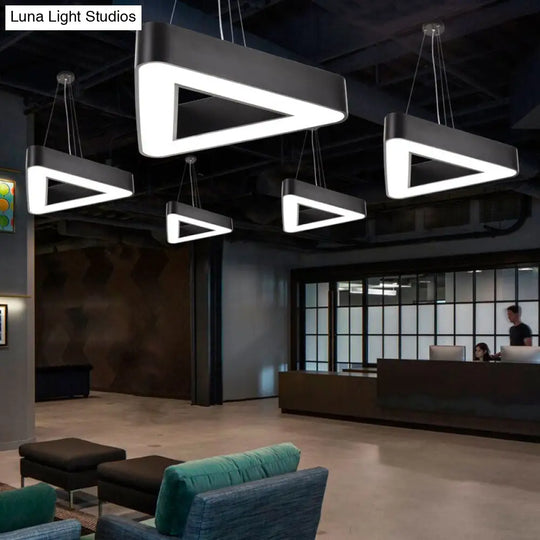 Sleek Acrylic Led Triangle Chandelier For Office - Modern Ceiling Suspension Lamp