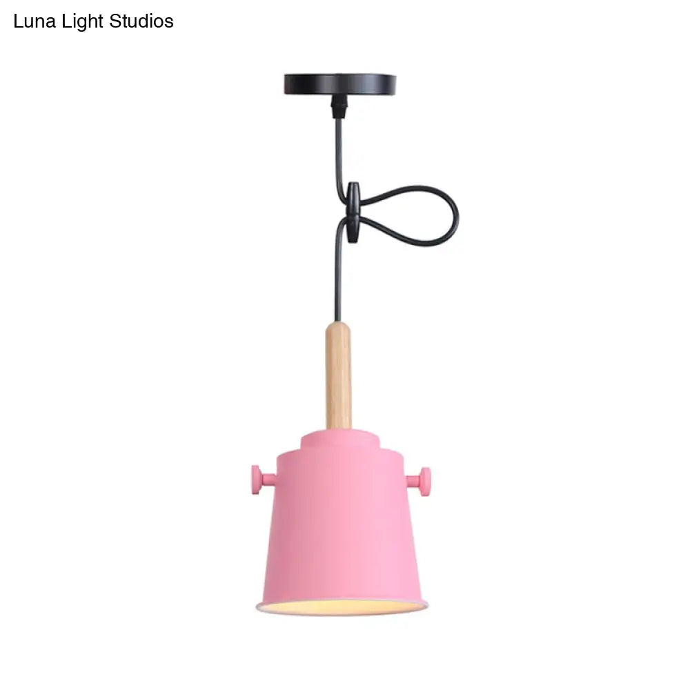 Sleek Adjustable Cord Single Light Pendant Lamp - Modern Metal And Wood Hanging