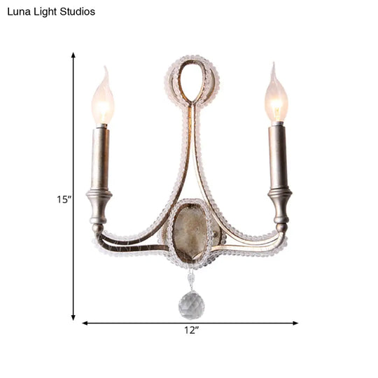 Sleek Aged Silver Metal Sconce - Elegant Wall Lighting For Living Room