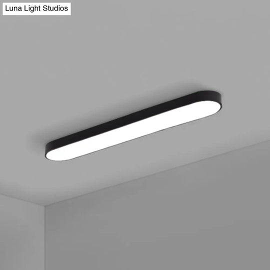 Sleek Aluminum Led Flush Mount Lamp: Elliptical Design For Minimalistic Meeting Rooms Black / 36