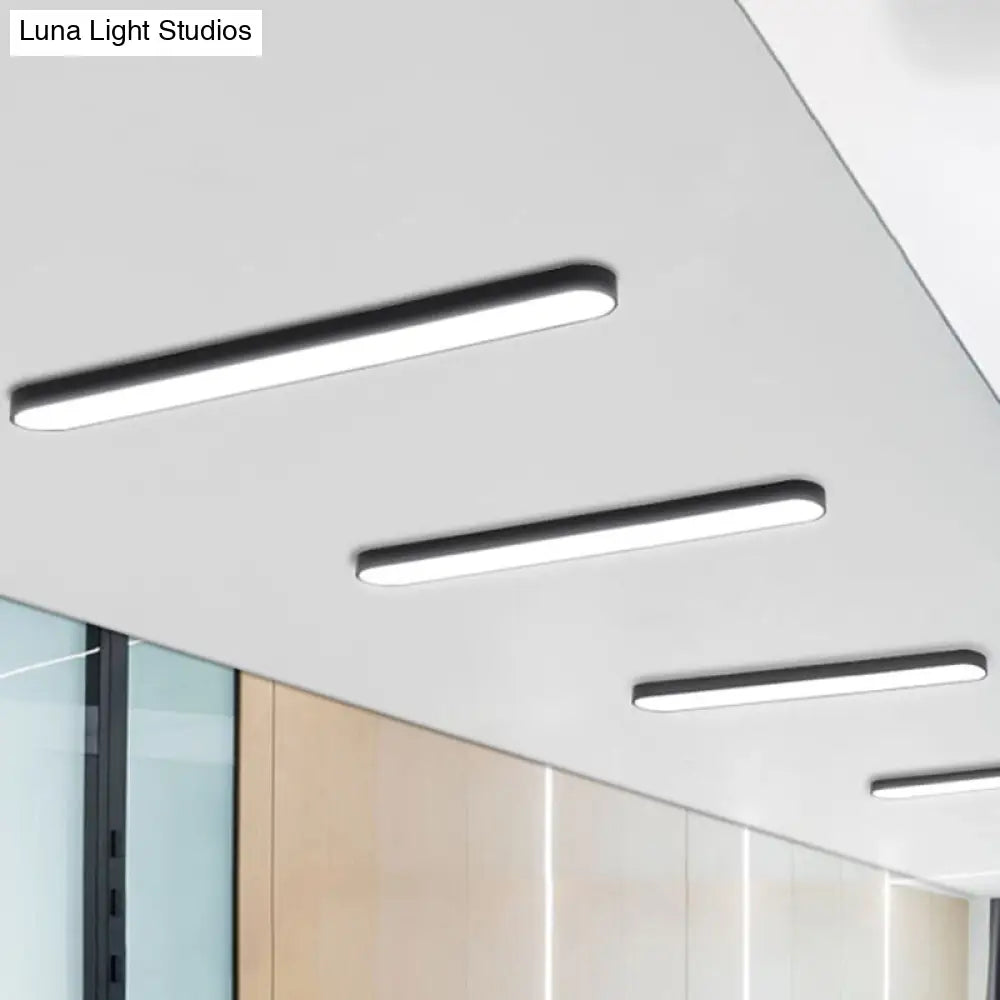 Sleek Aluminum Led Flush Mount Lamp: Elliptical Design For Minimalistic Meeting Rooms