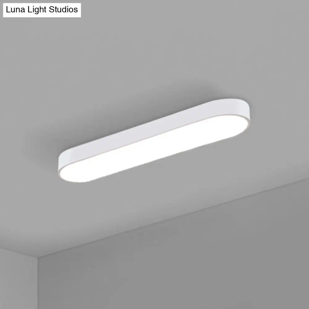 Sleek Aluminum Led Flush Mount Lamp: Elliptical Design For Minimalistic Meeting Rooms White / 24.5