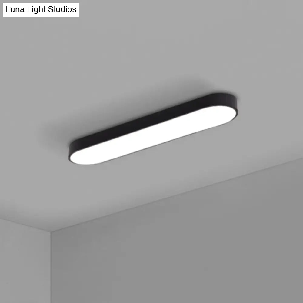 Sleek Aluminum Led Flush Mount Lamp: Elliptical Design For Minimalistic Meeting Rooms Black / 24.5