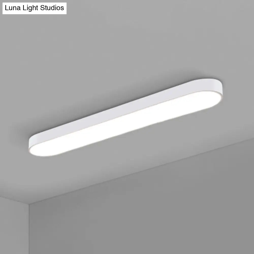 Sleek Aluminum Led Flush Mount Lamp: Elliptical Design For Minimalistic Meeting Rooms White / 36