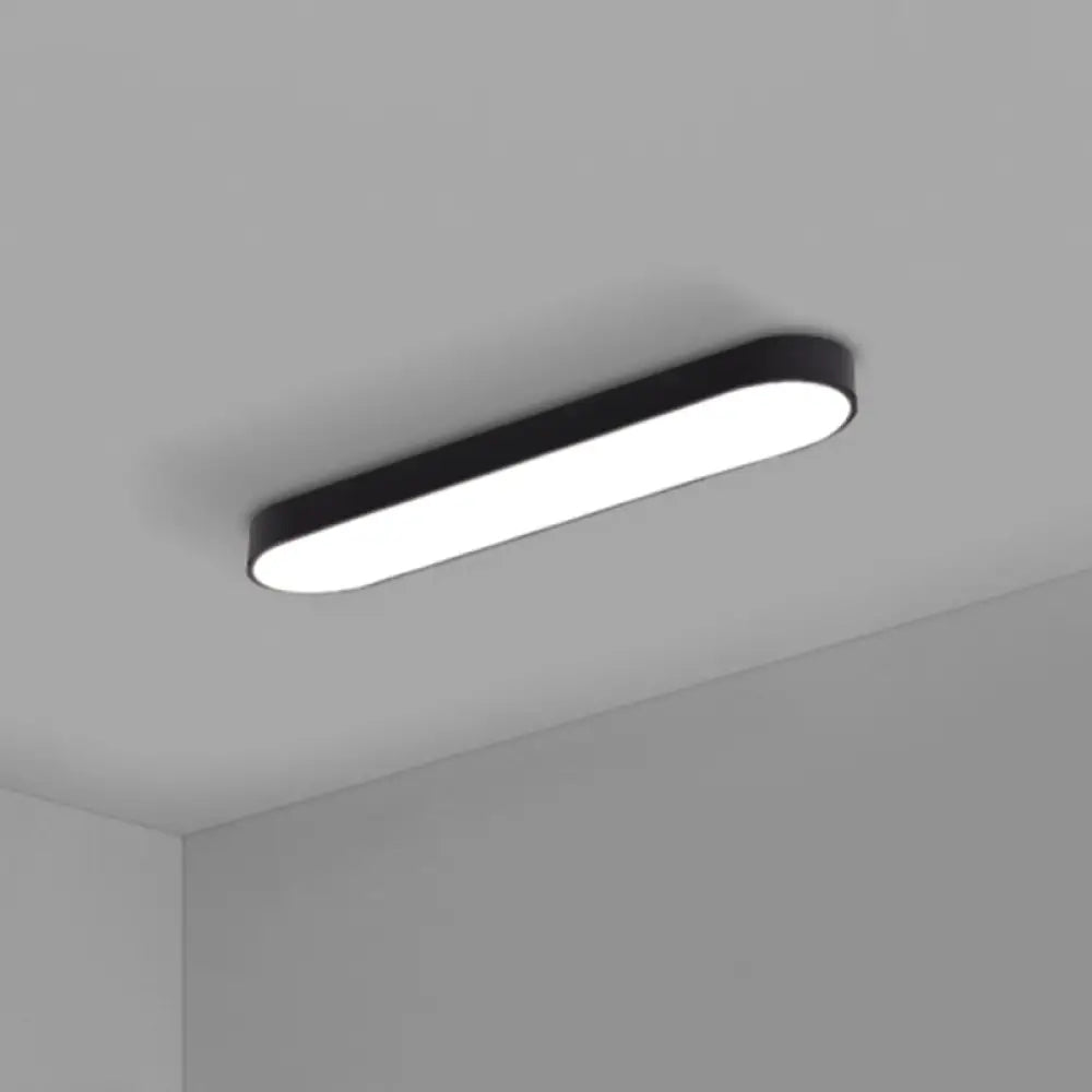 Sleek Aluminum Led Flush Mount Lamp: Elliptical Design For Minimalistic Meeting Rooms Black / 24.5’