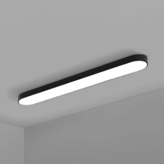 Sleek Aluminum Led Flush Mount Lamp: Elliptical Design For Minimalistic Meeting Rooms Black / 48’