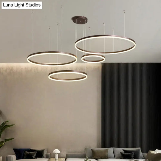 Sleek Aluminum Led Pendant Lamp: Stylish Chandelier For Living Room