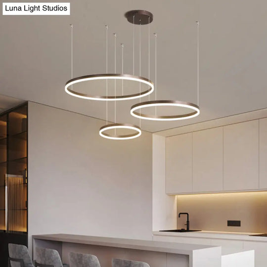 Sleek Aluminum Led Pendant Lamp: Stylish Chandelier For Living Room