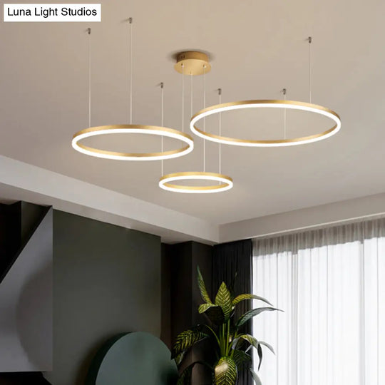 Sleek Aluminum Led Pendant Lamp: Stylish Chandelier For Living Room