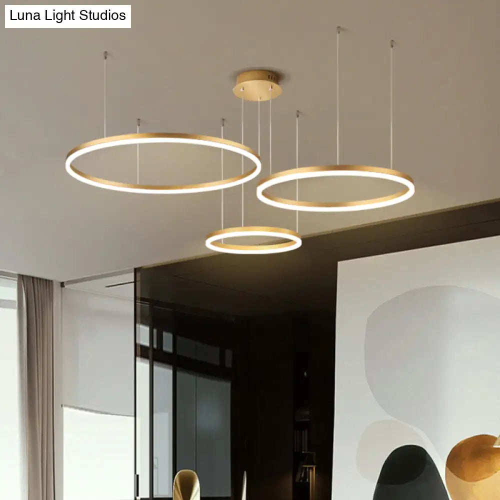 Sleek Aluminum Led Pendant Lamp: Stylish Chandelier For Living Room