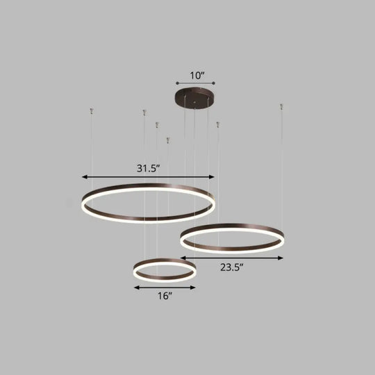 Sleek Aluminum Led Pendant Lamp: Stylish Chandelier For Living Room Coffee / 31.5 White