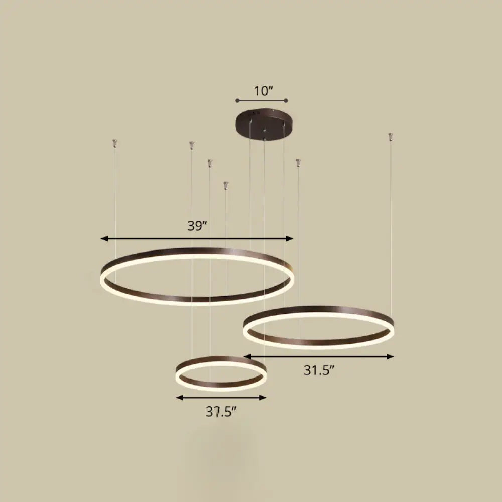 Sleek Aluminum Led Pendant Lamp: Stylish Chandelier For Living Room Coffee / 39.5 Remote Control