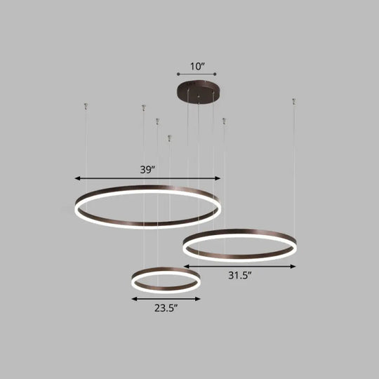 Sleek Aluminum Led Pendant Lamp: Stylish Chandelier For Living Room Coffee / 39.5 White