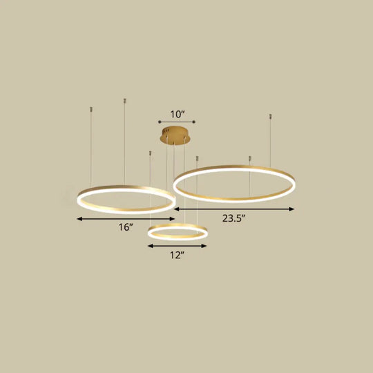 Sleek Aluminum Led Pendant Lamp: Stylish Chandelier For Living Room Gold / 23.5 Remote Control